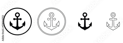 Nautical anchors ready for your next design project, featuring simple black and white variations for logo designs, maritime themes, or travel-related graphics, adding a classic touch, perfect for bran