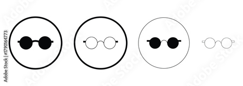Timeless round spectacles icons for vision care designs, offering classic style and optical solutions, perfect for branding, logos, and educational materials about eye health