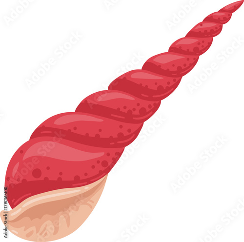Magical red unicorn horn vector illustration