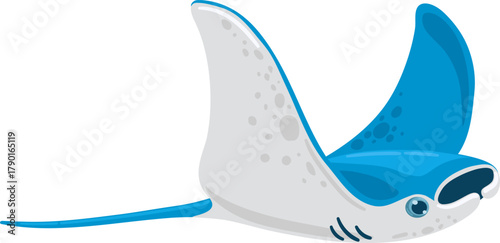 Blue manta ray swimming underwater marine animal