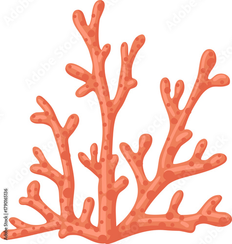 Branching coral illustration forming underwater reef element