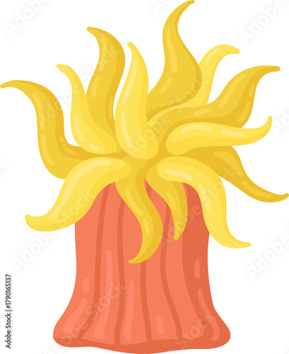 Colorful sea anemone vector cartoon illustration marine life