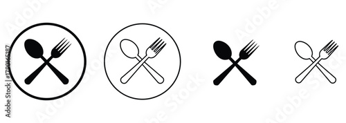 Charming Restaurant Symbol Collection for Modern Food Apps and Culinary Designs, Sleek Cutlery Icons for Diverse Foodie Projects, Editable Spoon and Fork Graphics for Restaurant Branding