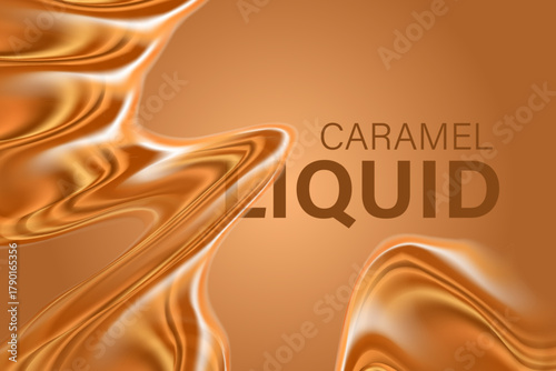 Abstract liquid caramel splash texture, luxury brown, rich fluid gradient background with copy space. Flowing wave form, elegant smooth glass shape design element decoration. Beauty backdrop banner.