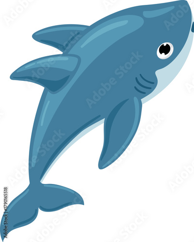 Cartoon shark swimming underwater ocean animal illustration