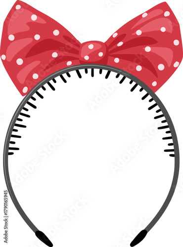 Red polka dot bow headband, a hair accessory