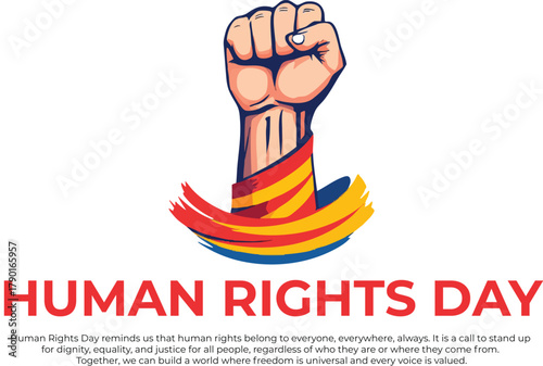 Stylized Vector of Raised Fist with Colorful Brush Strokes for Human Rights, Equality, and Justice Themes