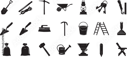 Gardening & Landscaping tools collection shovels, wheelbarrows, watering can & more