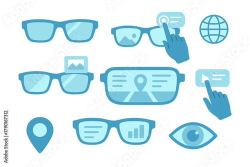 Augmented reality interface icons and interaction elements for smart eyewear