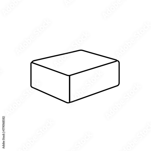 Rectangular box vector design, minimal black line geometric shape art isolated modern illustration style