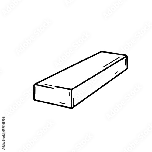 Solid rectangular block outline minimal vector illustration isolated for building, crafting, structural, or modeling design purposes