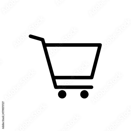 Small shopping cart vector graphic representing compact retail store basket trolley used for carrying goods during quick purchasing errands