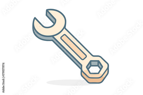 Simple combination wrench tool icon with subtle shading