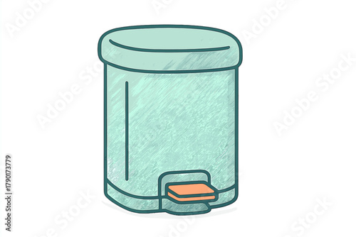 Simple pedal waste bin icon with light green body