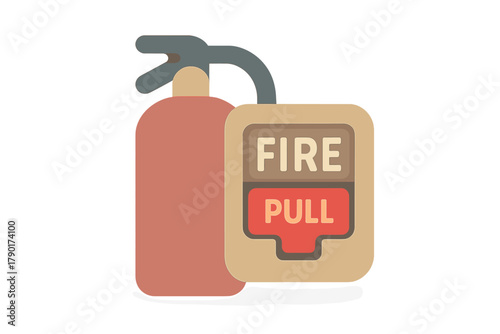 Fire extinguisher and manual alarm pull station safety equipment icons