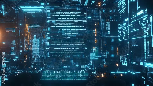 Wallpaper Mural Digital data moving in futuristic server room Torontodigital.ca