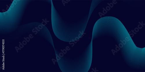 Dark abstract background with glowing wave. Shiny moving lines design element. Modern purple blue gradient flowing wave lines. Futuristic technology concept