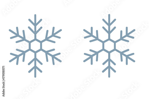 Two simple blue snowflake icons on a clean white background
