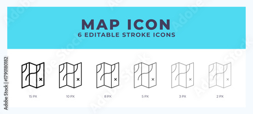 Map lineal icon symbol vector. Black outline for web. App. Presentation and more.