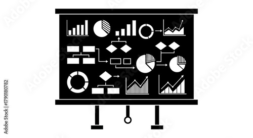 Presentation board with charts and diagrams business analysis