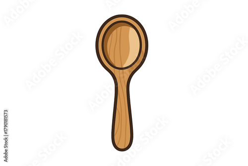 Simple wooden cooking spoon utensil icon isolated on white background