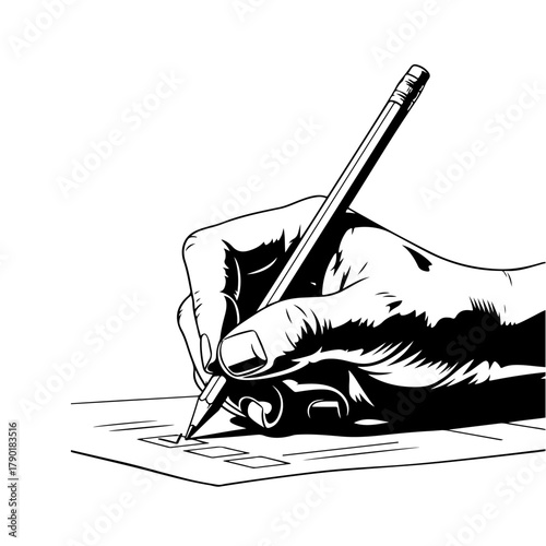 Complete checklist boxes with pencil for task management success or voting decision making concept