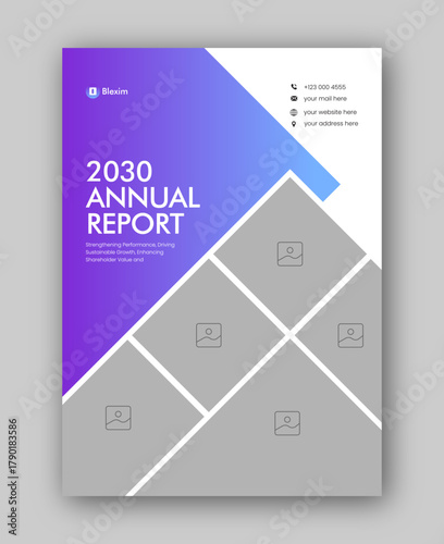 Brochure cover or annual report flyer design template for corporate business agency