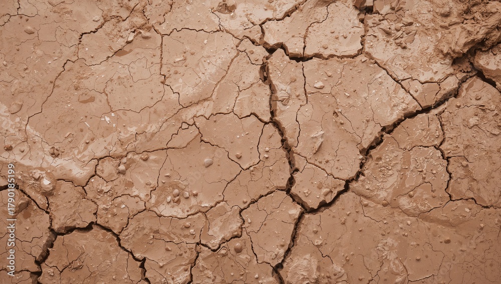 Fototapeta premium Crackled light-colored mud texture with segmented patterns, suitable for background use