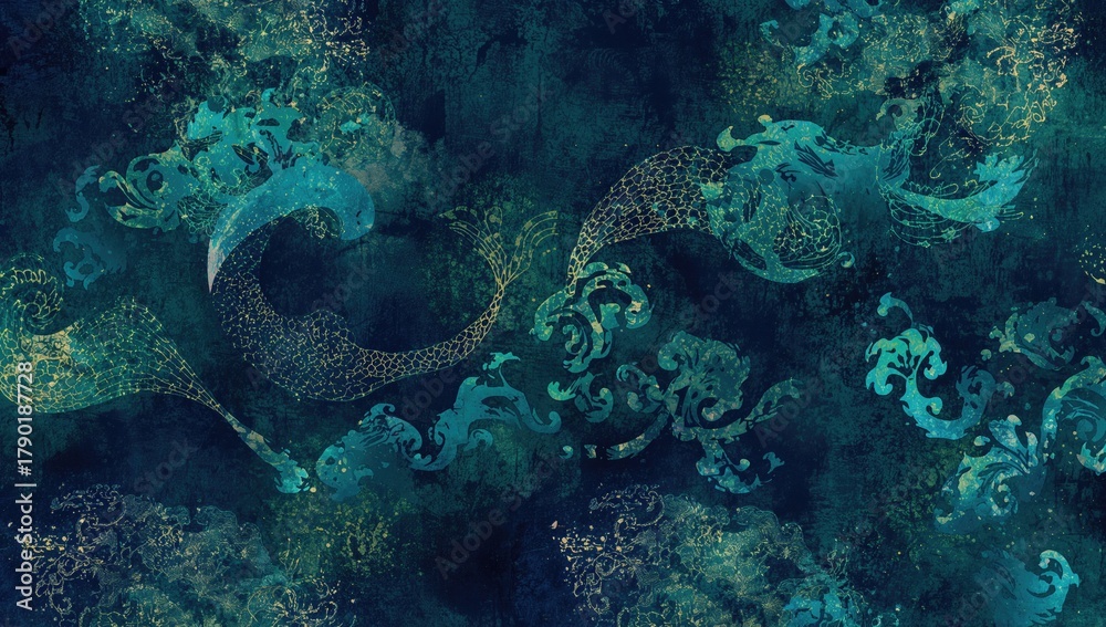 Fototapeta premium Dark abstract wallpaper with mermaid skin texture, suitable for UI backdrop
