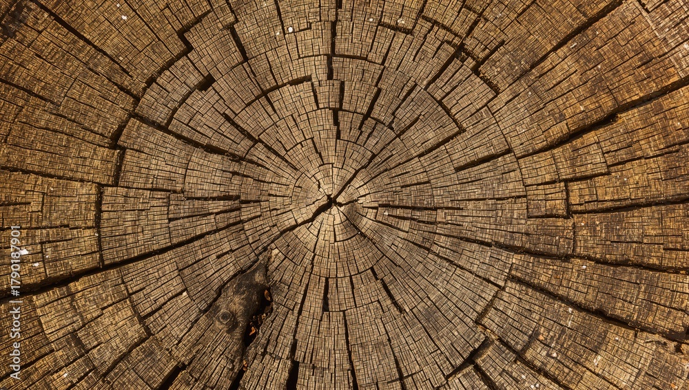 Fototapeta premium Close-up of an ancient tree's texture against a green backdrop, showcasing the effects of aging