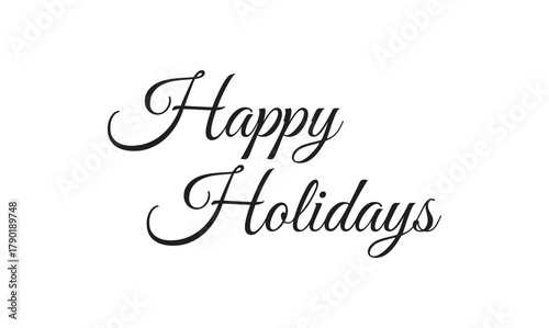 Calligraphic happy holidays in ballpoint pen style isolated on white background. Rounded happy holidays sign in script text in lower caps. The word autumn written in ballpoint style . Vector.