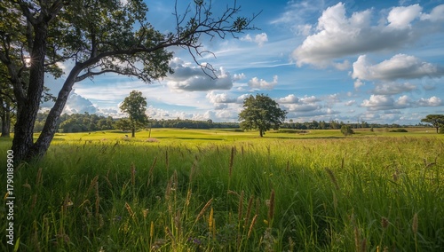 Fototapeta Naklejka Na Ścianę i Meble -  Former golf course slowly transforming into a meadow of wild grasses and flowers, preservation