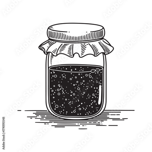 Line Art Illustration of a Jar of Preserves
