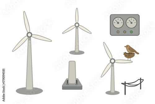 Components for wind energy systems and surrounding natural environment elements