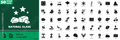Natural Glass Line Editable Icons set