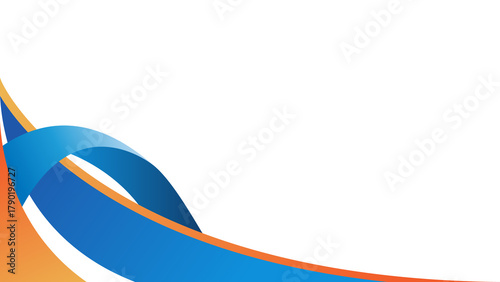 Modern abstract background with dynamic swooshes in blue and orange for professional presentation design