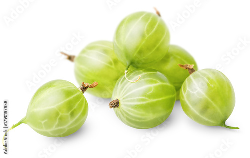 green gooseberry, front view, on a white isolated background