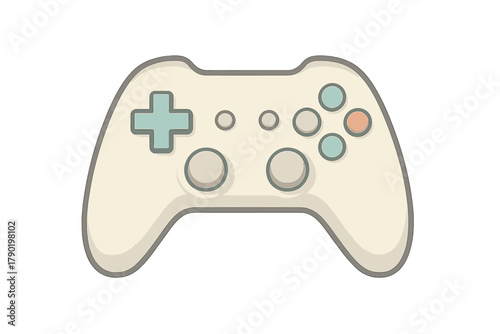 Modern game controller icon with pastel colors and thick outline