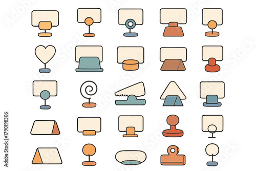 Tableau sur toile Set of assorted place card holders and table clip icons