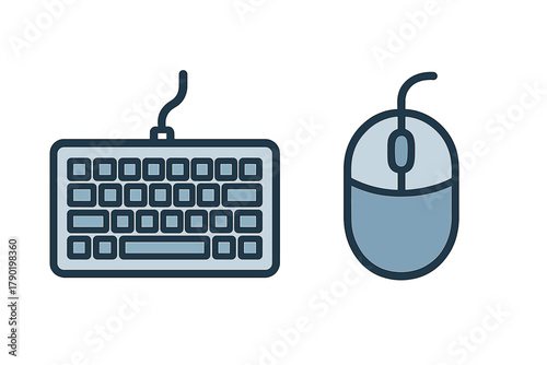 Set of computer keyboard and mouse peripheral icons