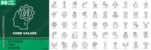 Core Values Line Editable Icons set