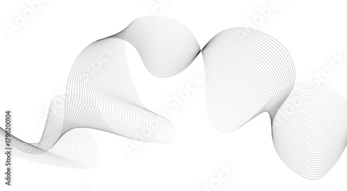 Abstract grey wave lines transparent background. frequency sound wave, twisted curve lines with blend effect.