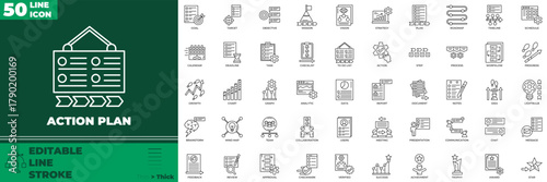 Action Plan Line Editable Icons set