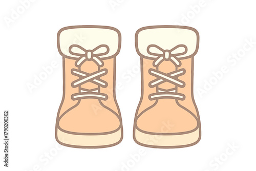 Beige winter boots with laces and soft fur trim