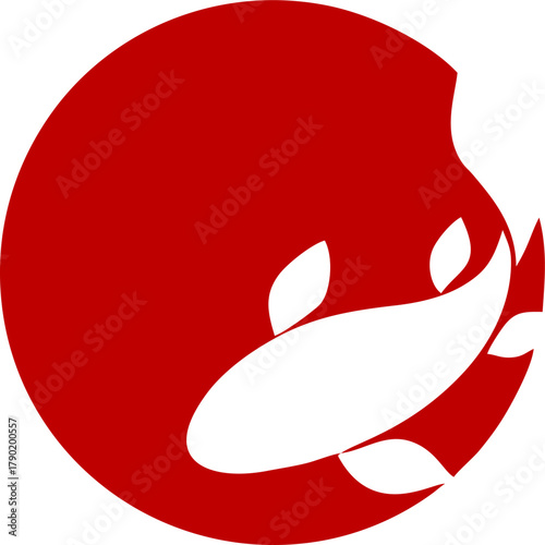 Red Circle White Koi Fish