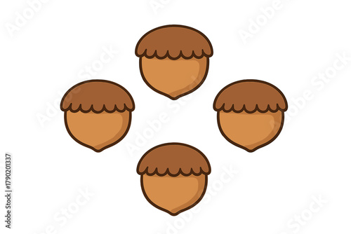 Four cute cartoon acorns arranged in a repeating pattern