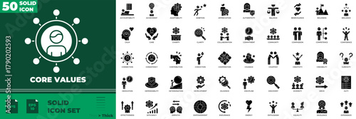Core Values Solid Editable Icons set