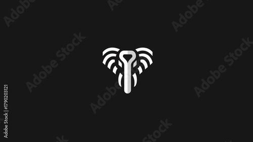 Stylized graphic illustration of an elephant head in white on a deep black background, ideal for business branding and technology concepts.