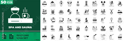 Spa And Sauna Duotone Editable Icons set