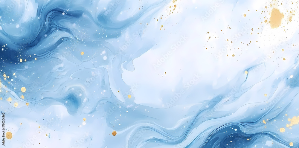 Fototapeta premium Abstract Blue and Gold Marble Painting